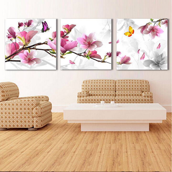 3 pcs canvas art modern home decoration wall art picture for living room pink tulip flower canvas print oil painting on canvas