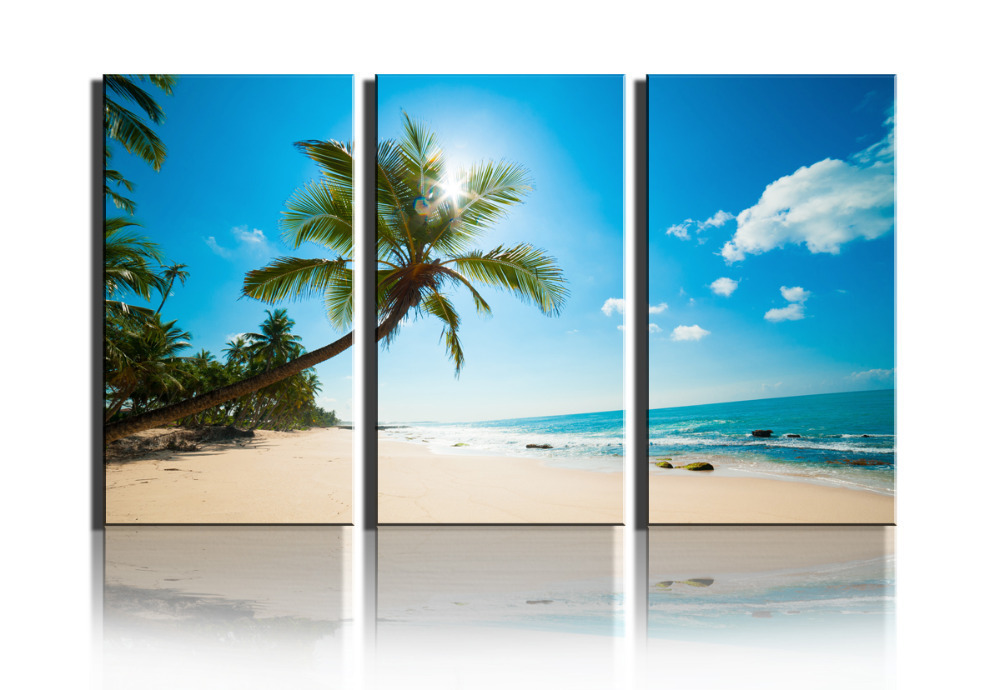 3 pcs home decor canvas frameless sunshine beach modern wall canvas painting art hd picture paint on canvas prints