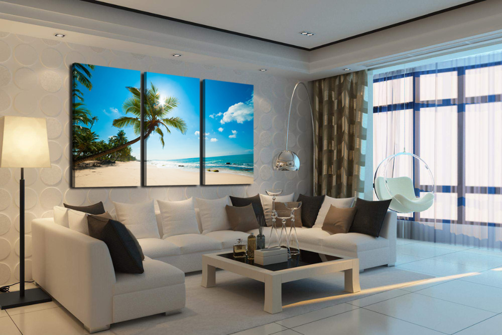 3 pcs home decor canvas frameless sunshine beach modern wall canvas painting art hd picture paint on canvas prints