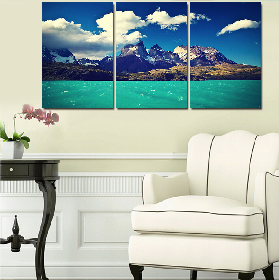 3 piece picture sell abstract blue sky and white clouds modern wall decor painting canvas art hd print painting living room