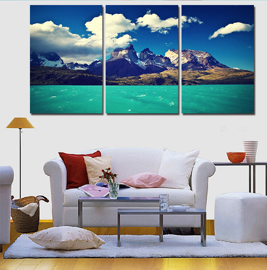 3 piece picture sell abstract blue sky and white clouds modern wall decor painting canvas art hd print painting living room