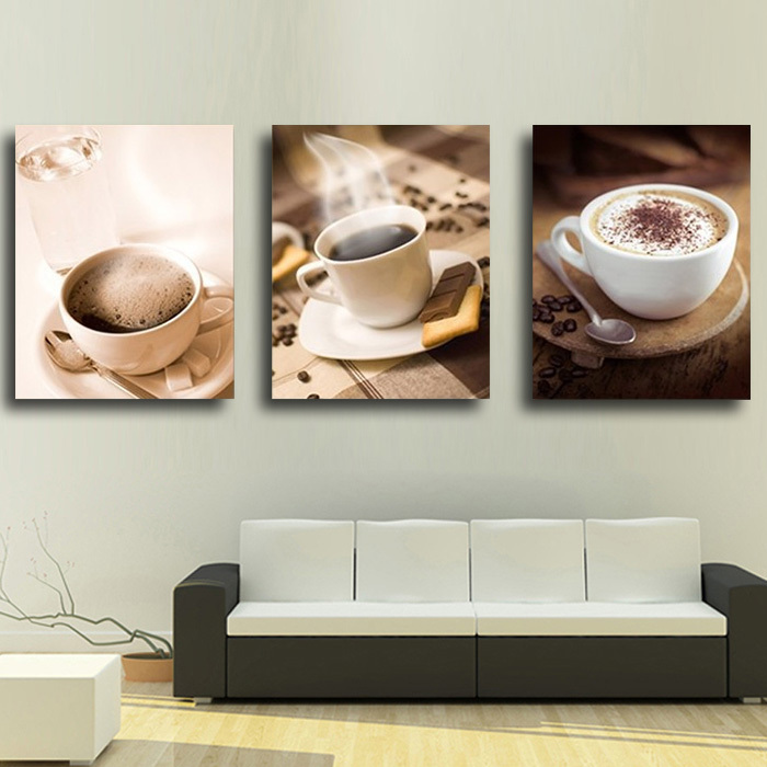 3 piece wall art sell cup of coffee tea for dinner modern wall painting home decor art picture on canvas