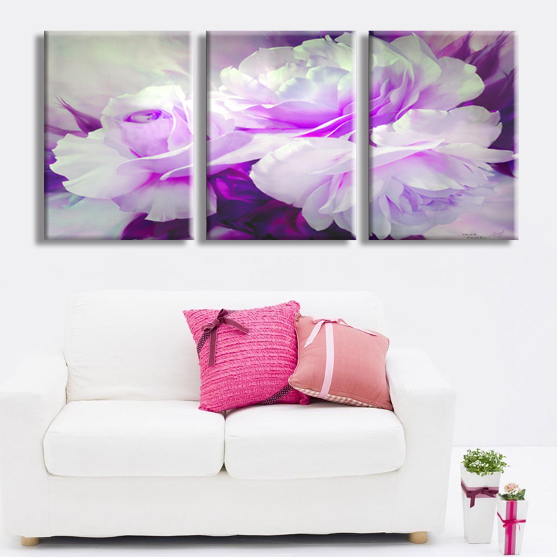 3 piece wall art white purple lover flower big perfect canvas wall art on canvas picture modern picture home decor