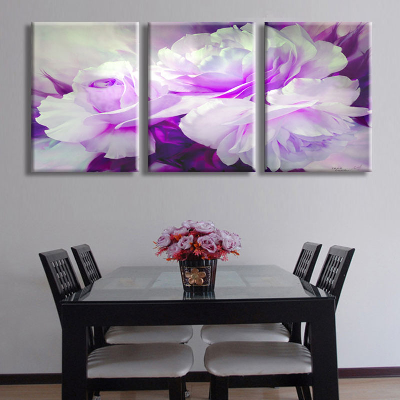 3 piece wall art white purple lover flower big perfect canvas wall art on canvas picture modern picture home decor