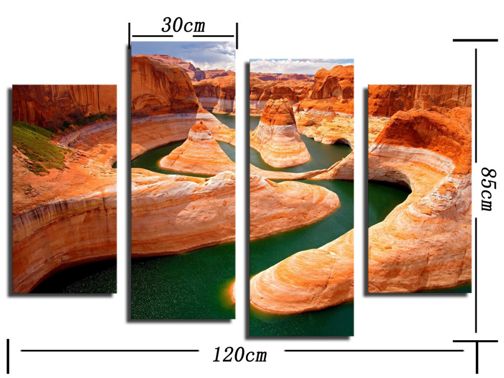 4 panel beautiful red mountain landscape large hd picture modern home wall decor canvas print painting for house decorate