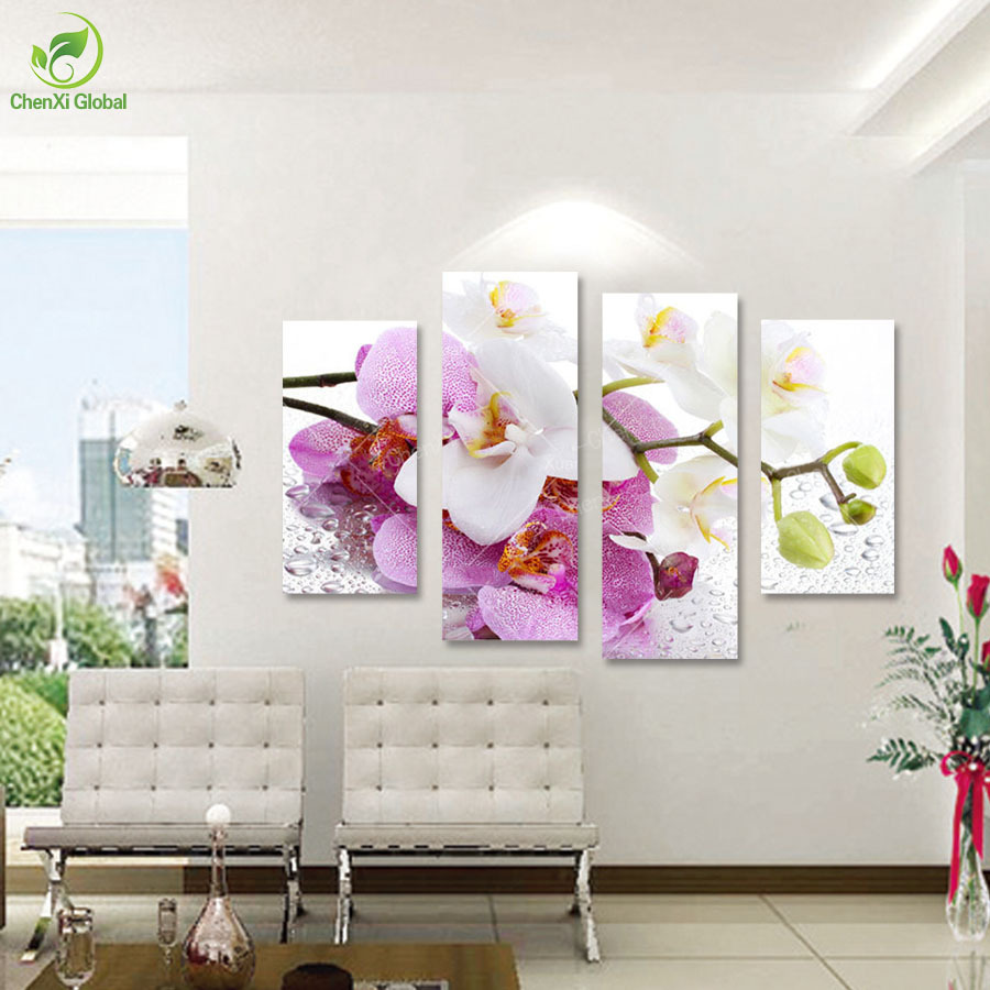 4 panel butterfly canvas painting wall picture large size cuadros art prints high definition for living room(no frame)