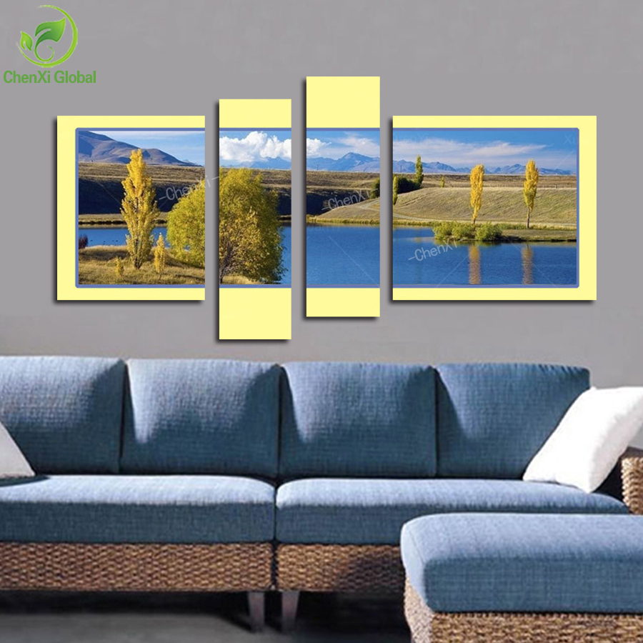 4 piece modern paintings canvas wall art beautiful landscape painting oil painting home decaration print on canvas abstract