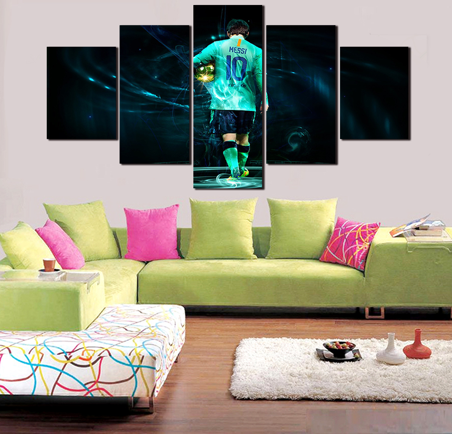 5 panels artwork football star canvas painting wall art canvas paintings for living room wall cuadros canvas prints po