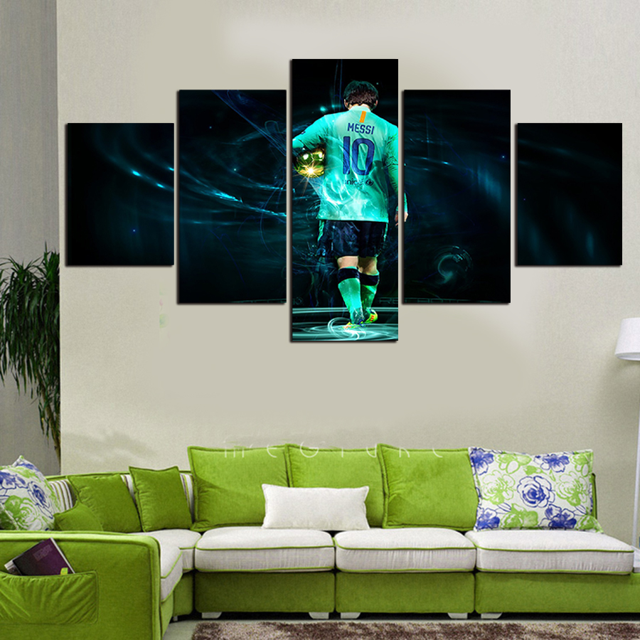 5 panels artwork football star canvas painting wall art canvas paintings for living room wall cuadros canvas prints po