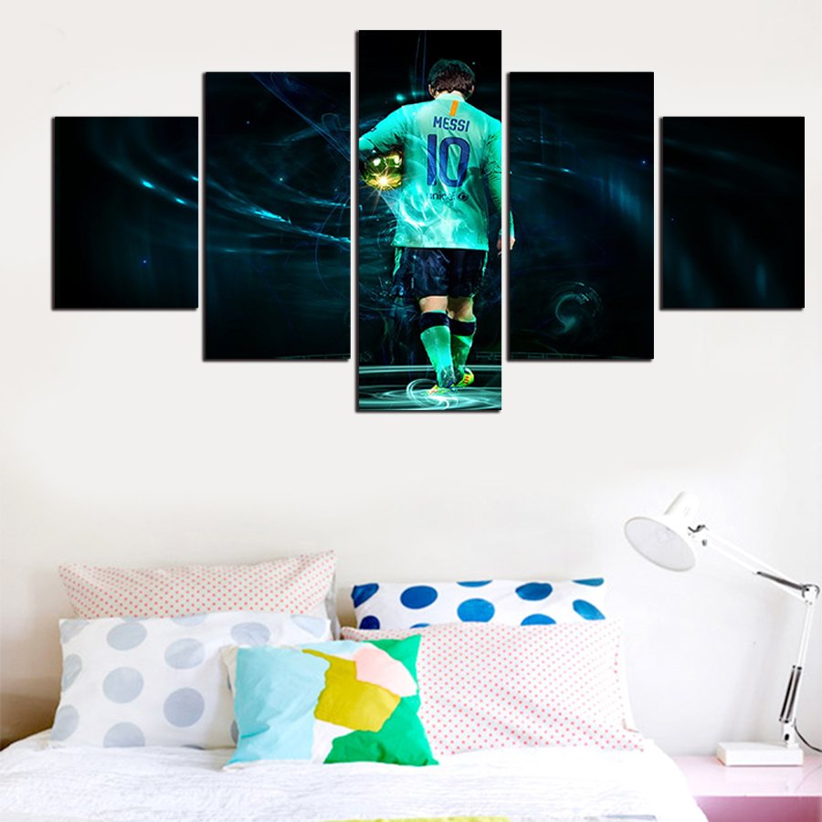 5 panels artwork football star canvas painting wall art canvas paintings for living room wall cuadros canvas prints po