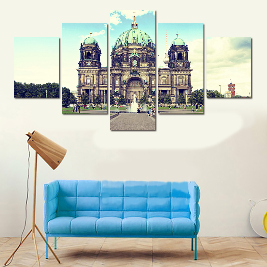 5pcs painted abstract canvas the cathedral paintings modern tree canvas artwork wall living room or bedroom print