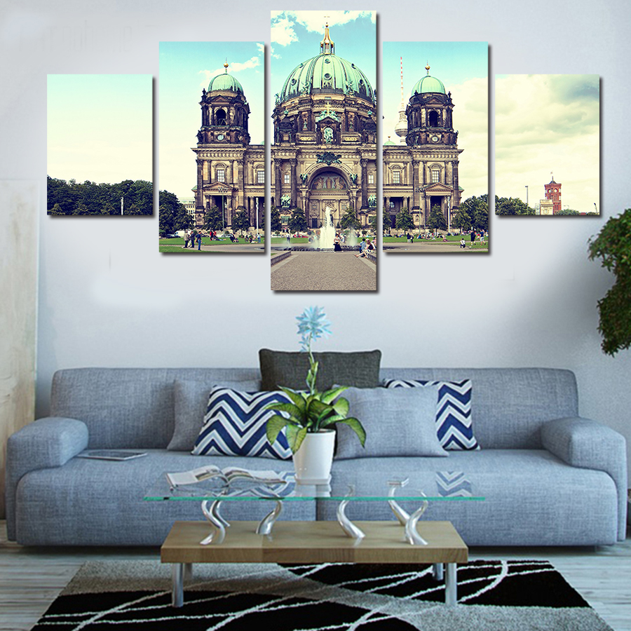 5pcs painted abstract canvas the cathedral paintings modern tree canvas artwork wall living room or bedroom print