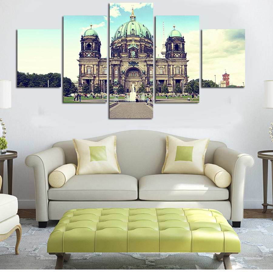 5pcs painted abstract canvas the cathedral paintings modern tree canvas artwork wall living room or bedroom print