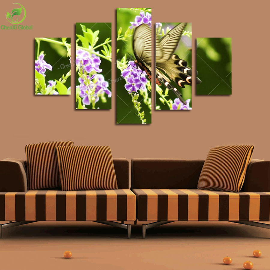 beautiful butterfly flower oil painting canvas wall art modern printed cuadros for living room bed room unframed abstract