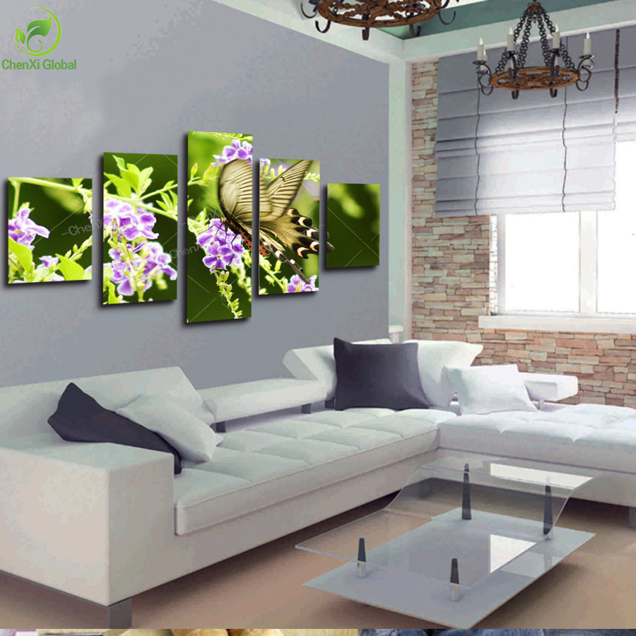 beautiful butterfly flower oil painting canvas wall art modern printed cuadros for living room bed room unframed abstract