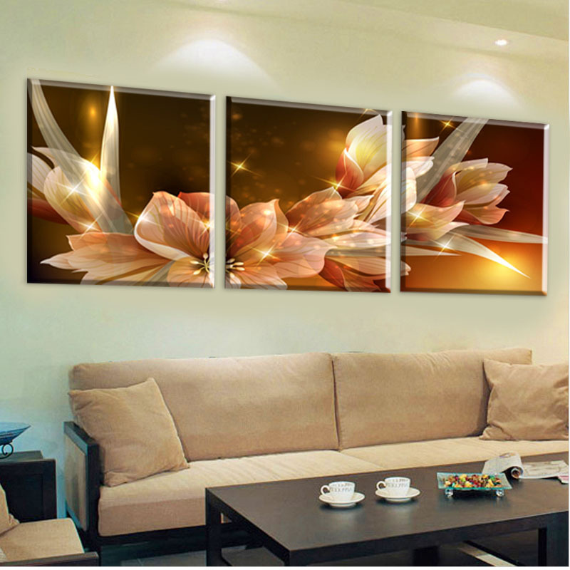 canvas painting wealth and luxury golden flowers 3 piece art picture home decor on canvas modern wall prints