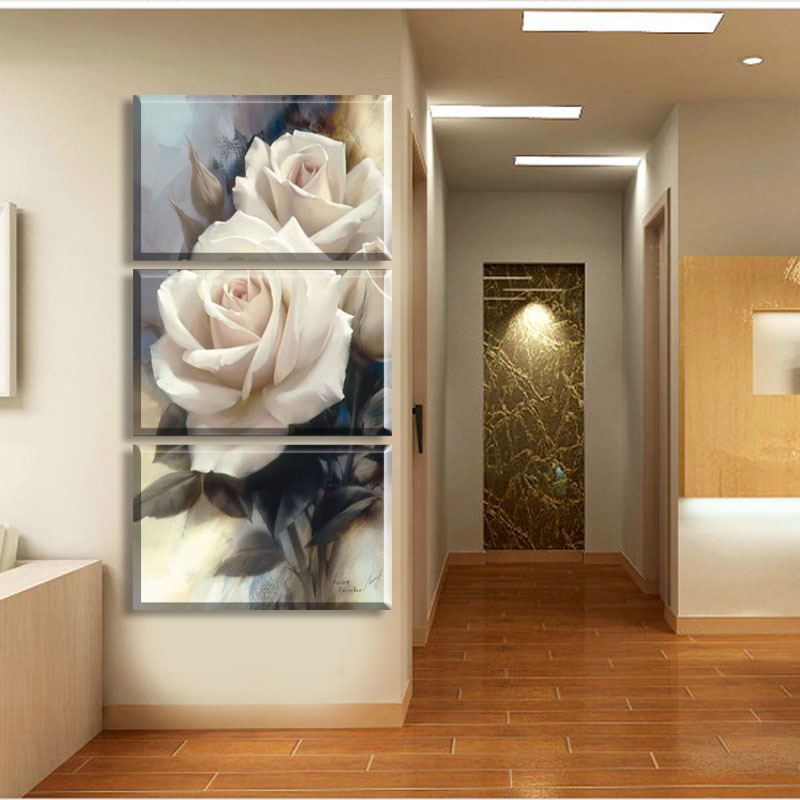 new 3 panels rose flower modern painting painting on canvas wall art modern living room wall home decoration