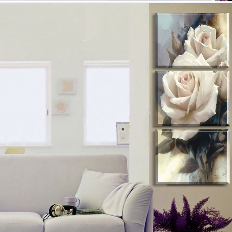 new 3 panels rose flower modern painting painting on canvas wall art modern living room wall home decoration