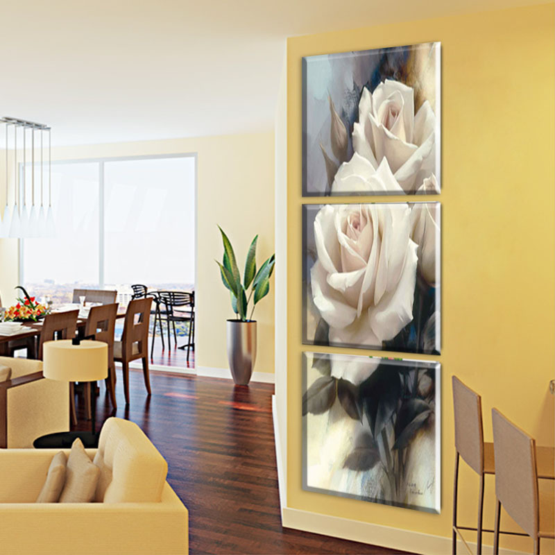 new 3 panels rose flower modern painting painting on canvas wall art modern living room wall home decoration