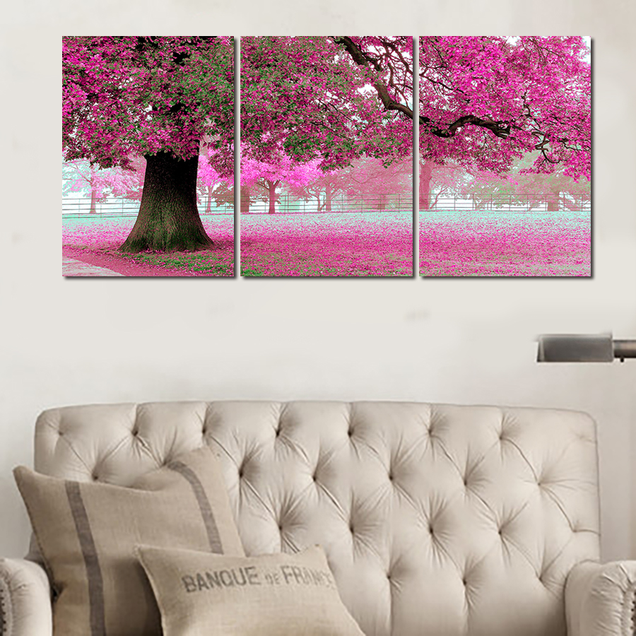 new oil painting on canvas 5 pcs pink cherry blossom large modern wall art office decoration picture set decoration living room