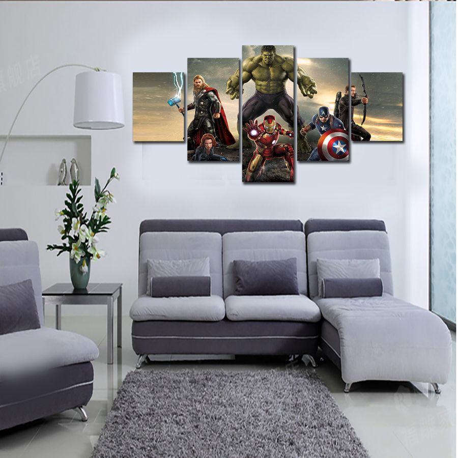 unframed 5 pcs abstract hd the avengers wall picture decorative art print painting on canvas for living room home decoration