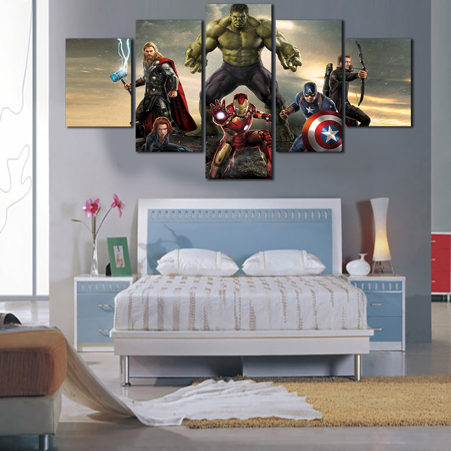 unframed 5 pcs abstract hd the avengers wall picture decorative art print painting on canvas for living room home decoration