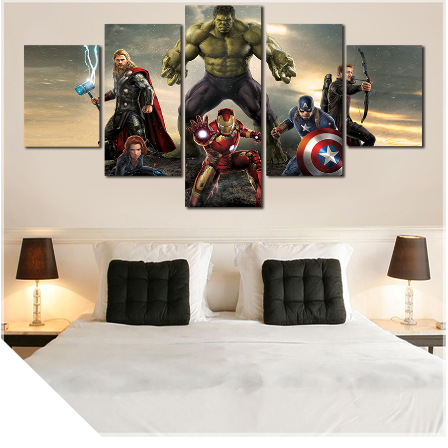 unframed 5 pcs abstract hd the avengers wall picture decorative art print painting on canvas for living room home decoration