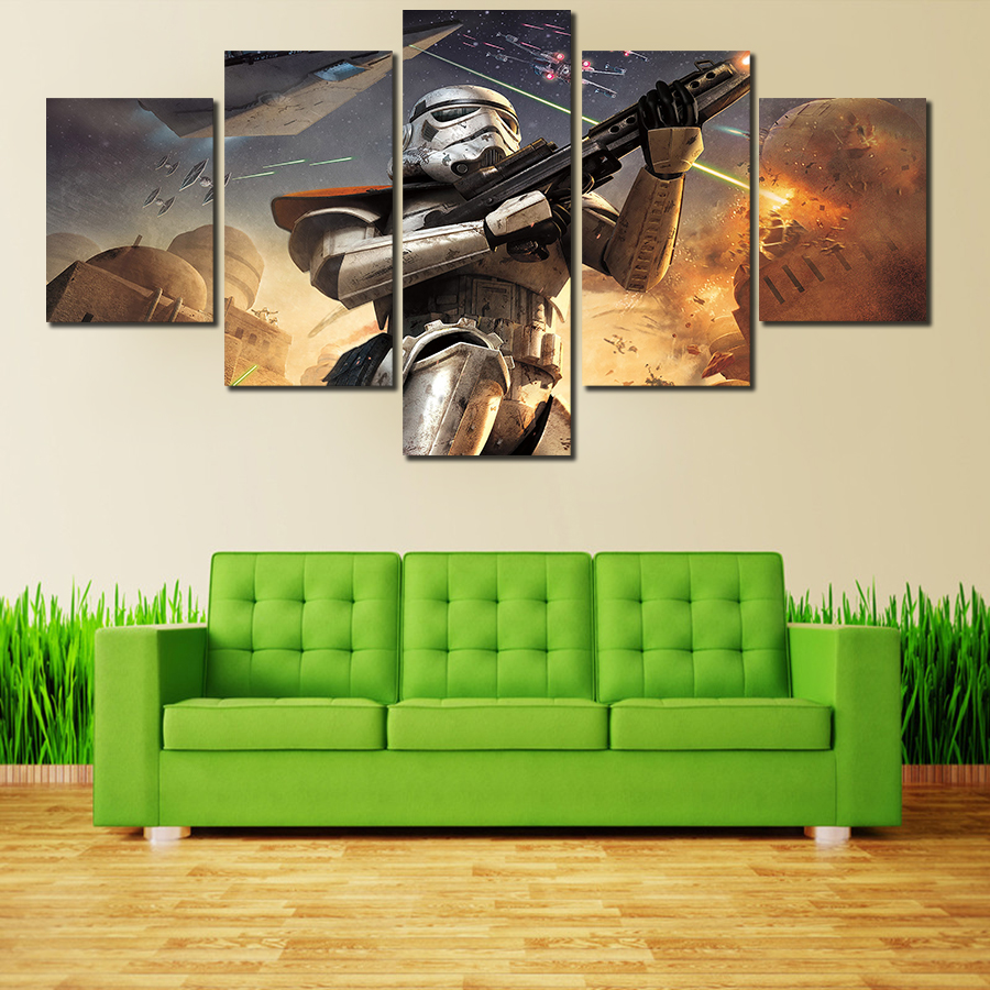 unframed 5 pcs star wars hd canvas print painting modern home wall decor canvas art hd picture paint on canvas prints delivery