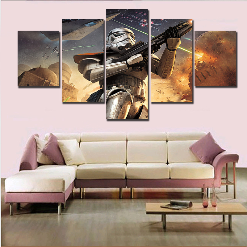 unframed 5 pcs star wars hd canvas print painting modern home wall decor canvas art hd picture paint on canvas prints delivery