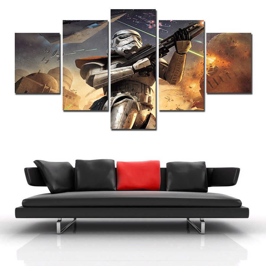 unframed 5 pcs star wars hd canvas print painting modern home wall decor canvas art hd picture paint on canvas prints delivery