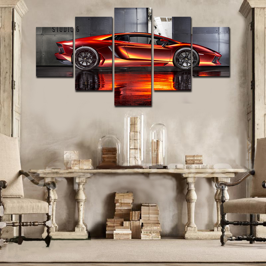 unframed 5 pcs supercar hd canvas print painting modern home wall decor canvas art hd picture paint on canvas prints delivery