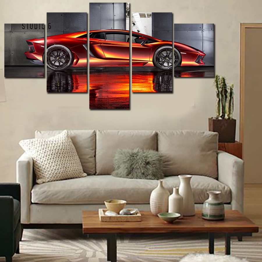 unframed 5 pcs supercar hd canvas print painting modern home wall decor canvas art hd picture paint on canvas prints delivery