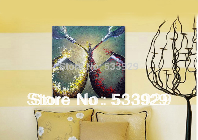 modern tds-cx039 hand painted abstract wine cupoil painting on canvas for home living room wall decoration