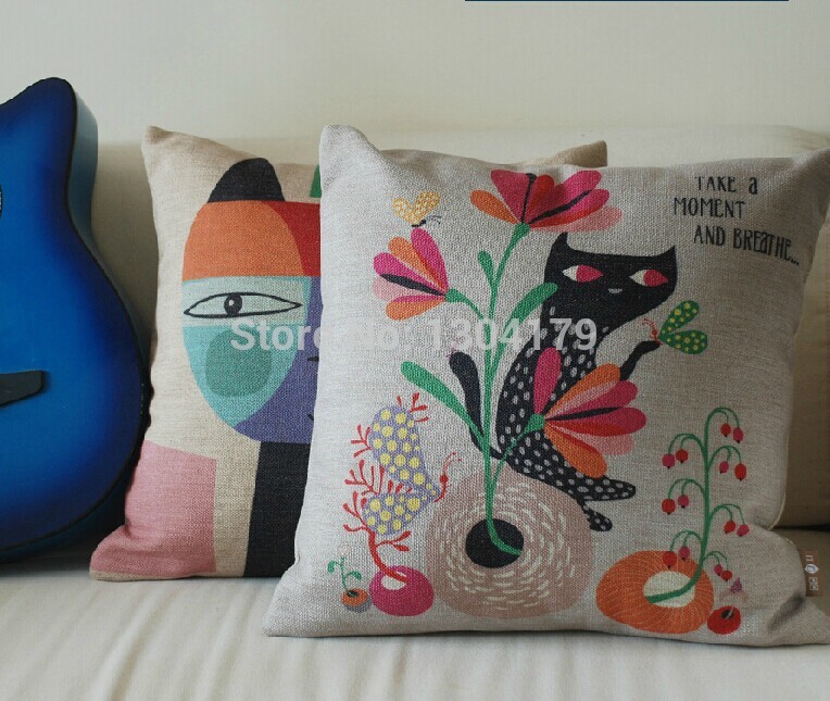 fashion 2014 cat new cotton cartooncar pillow printed more cats cushion cover for sofa restaurant car chair use