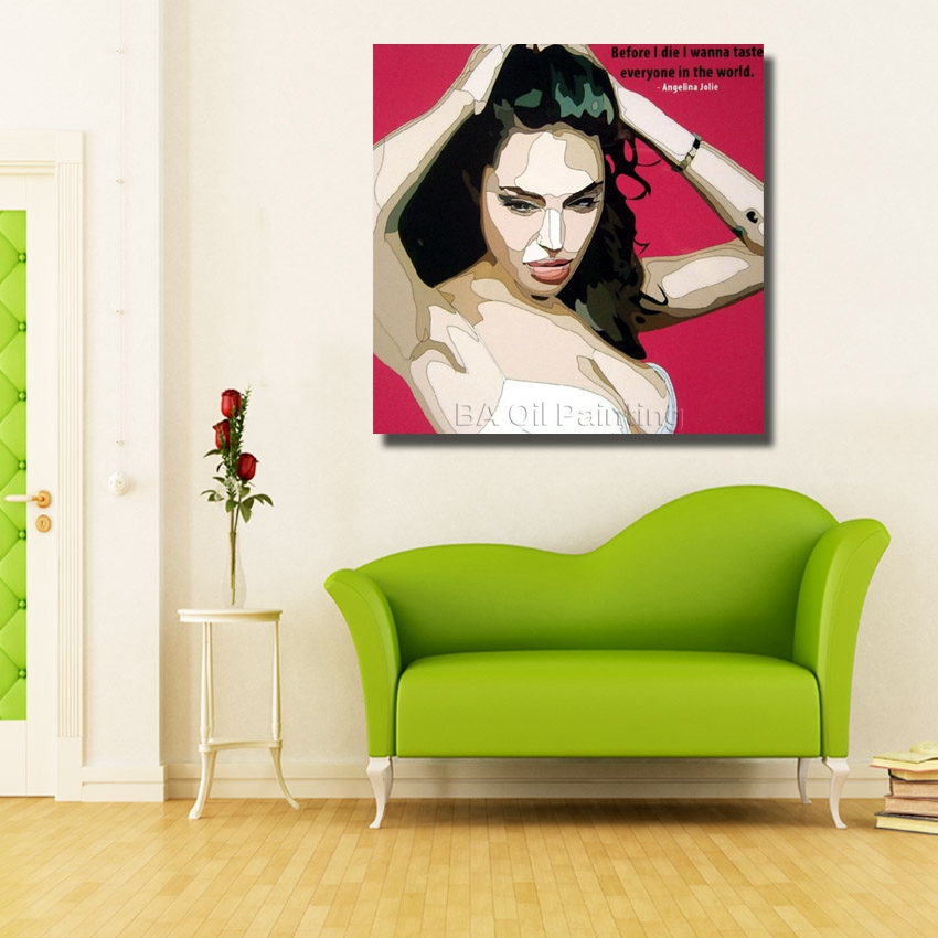 angelina jolie pop art wall decor, handmade framed pop art oil painting wall art decoration ,wall art portrait rw383