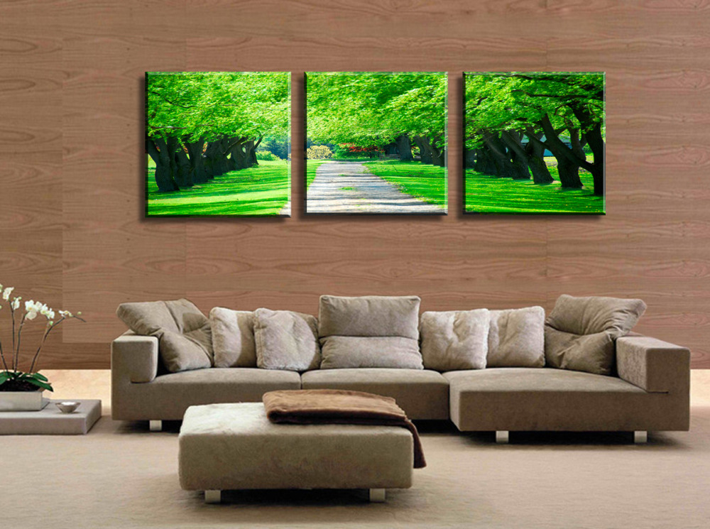 neat green trees 3 panels/set hd picture canvas print painting artwork sell decorative painting
