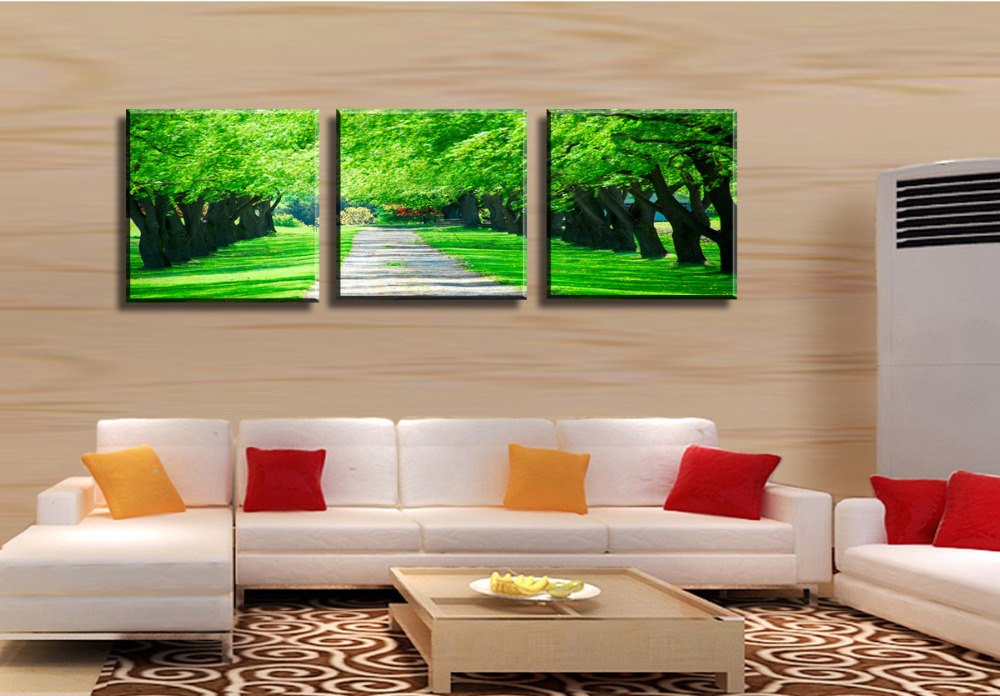 neat green trees 3 panels/set hd picture canvas print painting artwork sell decorative painting