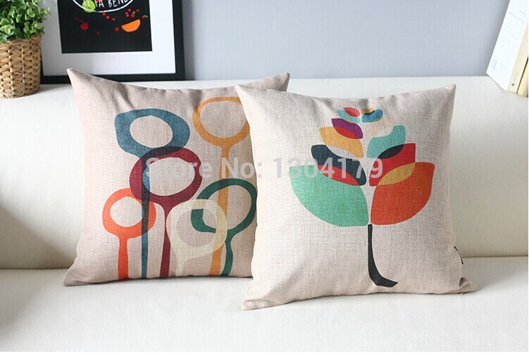 cotton handmade embroidery abstract colorful leaf sofa cushion cover pillow cover 45cm elegant comfortable