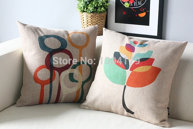 cotton handmade embroidery abstract colorful leaf sofa cushion cover pillow cover 45cm elegant comfortable