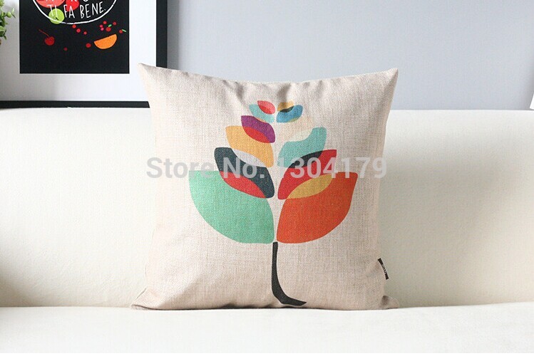 cotton handmade embroidery abstract colorful leaf sofa cushion cover pillow cover 45cm elegant comfortable