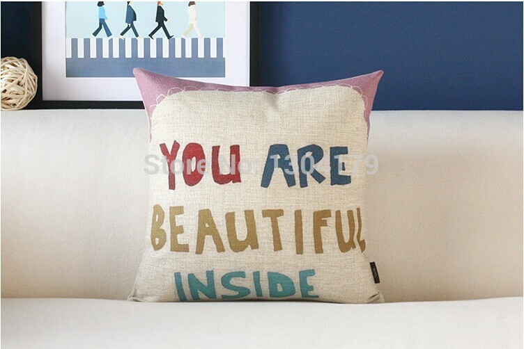 2014 new arrived you are beautiful cushions linen pillow cushion cover for car cushion office cushions sofa cushions 45*45cm