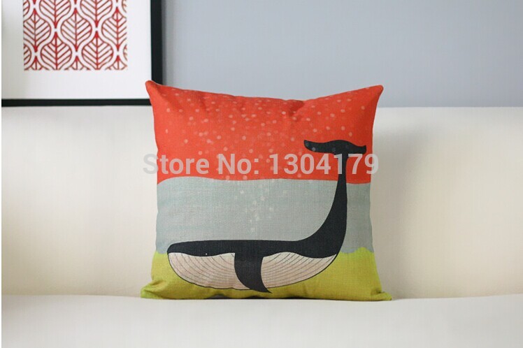 2014 new blue pillow cartoon painting thicken linen pillow/cushion cover for sofa chair/car almofadas decorativas 18"