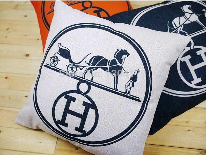 2014 new lines horses sofa cushion pillow car 3pcs cotton linen pillow cover decorative throw pillows