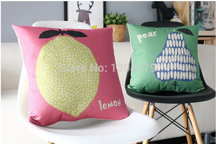 2pcs fruits lemon and pear , blue pillow cover, sofa pillow, cushion pillow , decorative cushion covers, throw pillows