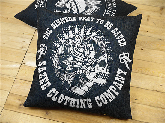 2pcs/lot new creative retro black and wihite skull pillow cushion linen pillowcases home decor sofa cushions 45*45cm