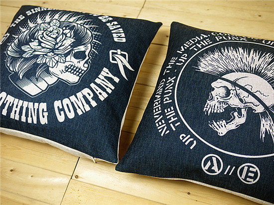 2pcs/lot new creative retro black and wihite skull pillow cushion linen pillowcases home decor sofa cushions 45*45cm