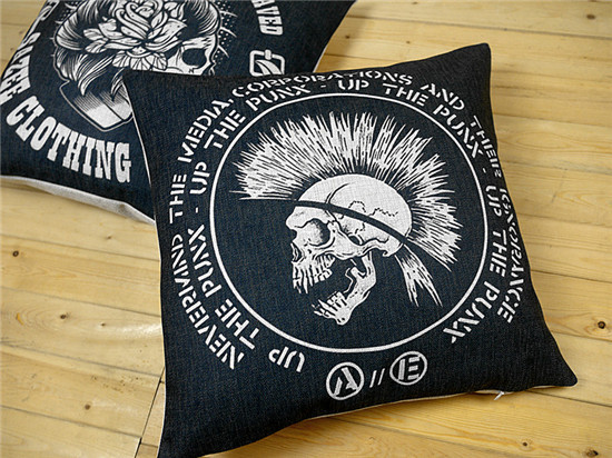 2pcs/lot new creative retro black and wihite skull pillow cushion linen pillowcases home decor sofa cushions 45*45cm