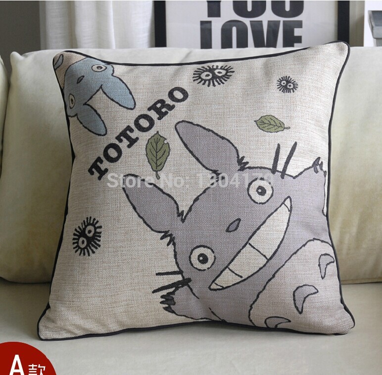 2pcs/lot whole japanese anime sofa cushion cover linen pillow case cartoon series totoro home decoration pillow cover