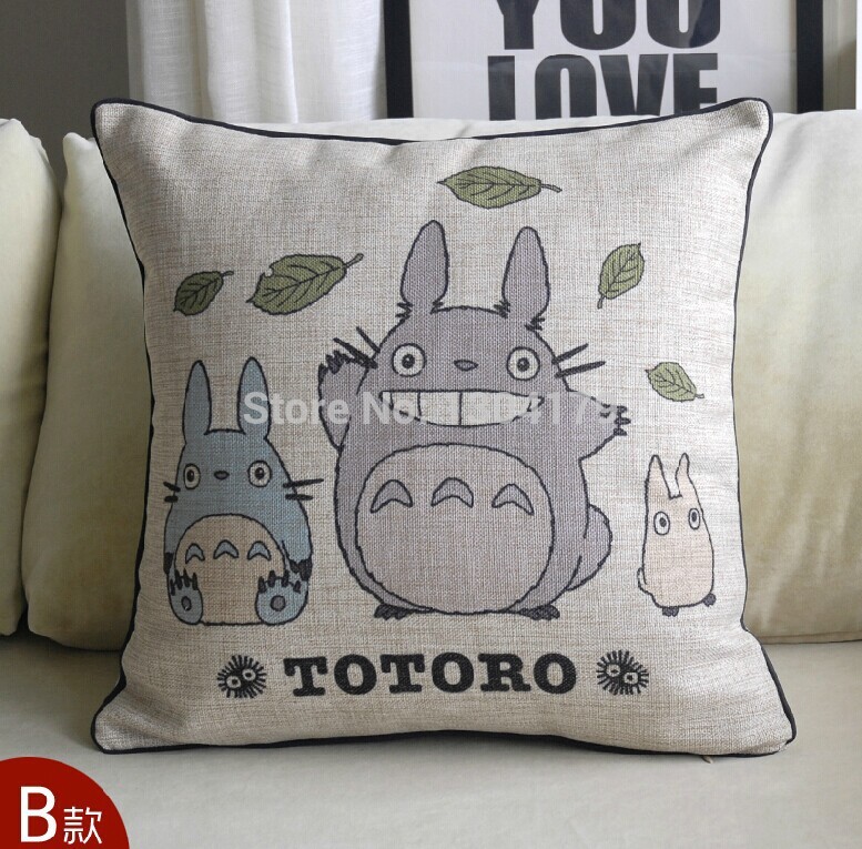 2pcs/lot whole japanese anime sofa cushion cover linen pillow case cartoon series totoro home decoration pillow cover