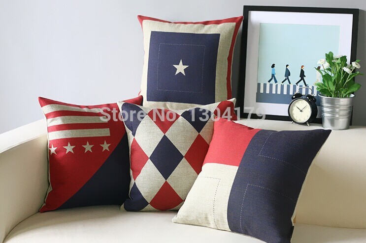 2pcs/set selling red & blue cushion coverthe britishlinen cotton hugging pillowcase cushion covers